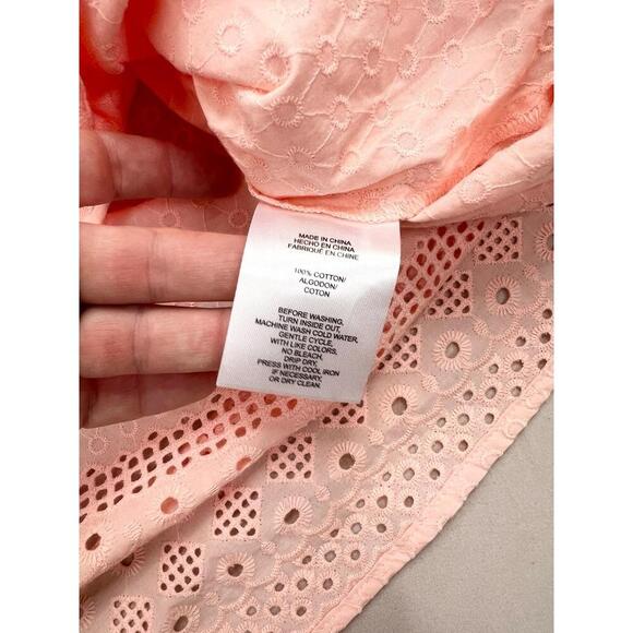 Jones New York Embroidered 3/4Sleeve Tie Front Blouse Size M in Rose Sand - Picture 11 of 13